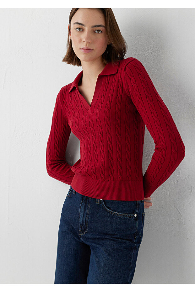 Red Polo Collar Knitwear Slim Fit 1710912-90746
