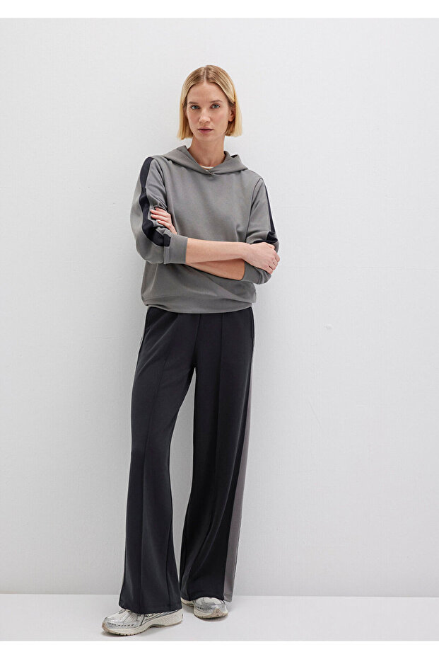 Striped Detail Hooded (TENCEL™ ™ ) Modal Mixed Gray Sweatshirt 1S10443-82577