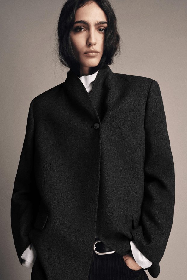Premium noar herringbone wool blend woven jacket