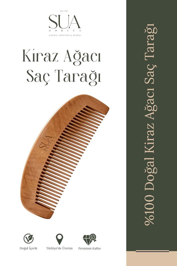 Wooden Hair Comb Antistatic Scalp Massage Comb 100% Natural Cherry Wood