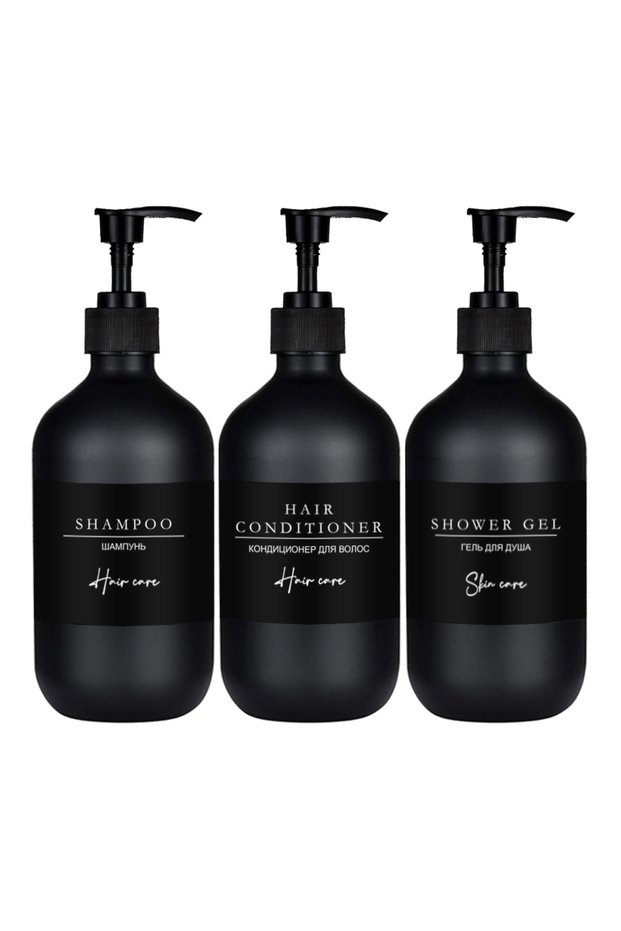 black 500ml/16oz Shower Soap Dispenser Refillable Shampoo Dish Soap Bottles Minimalist Black Lotion