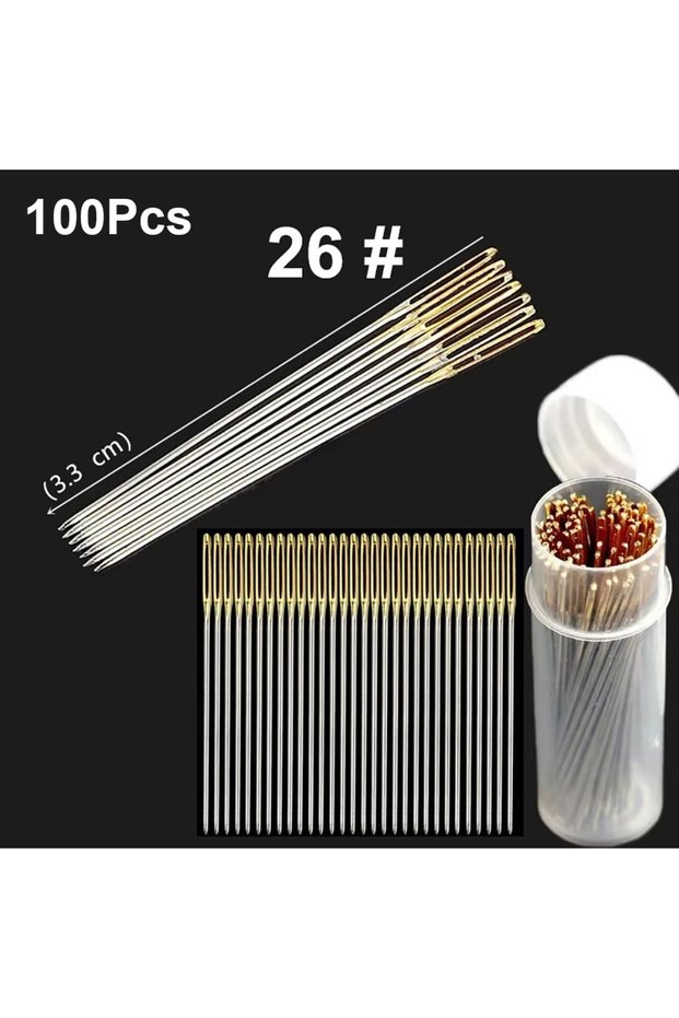 100Pcs 26- 100Pcs Multi-size Tail Embroidery Fabric Cross Stitch Darning Needles Craft Tools 22/24/2
