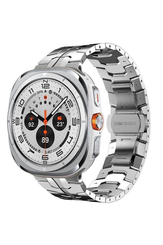 watch8 classic SILVER Luxury Stainless Steel Strap for Samsung Watch8 Butterfly Buckle Metal Armor-l