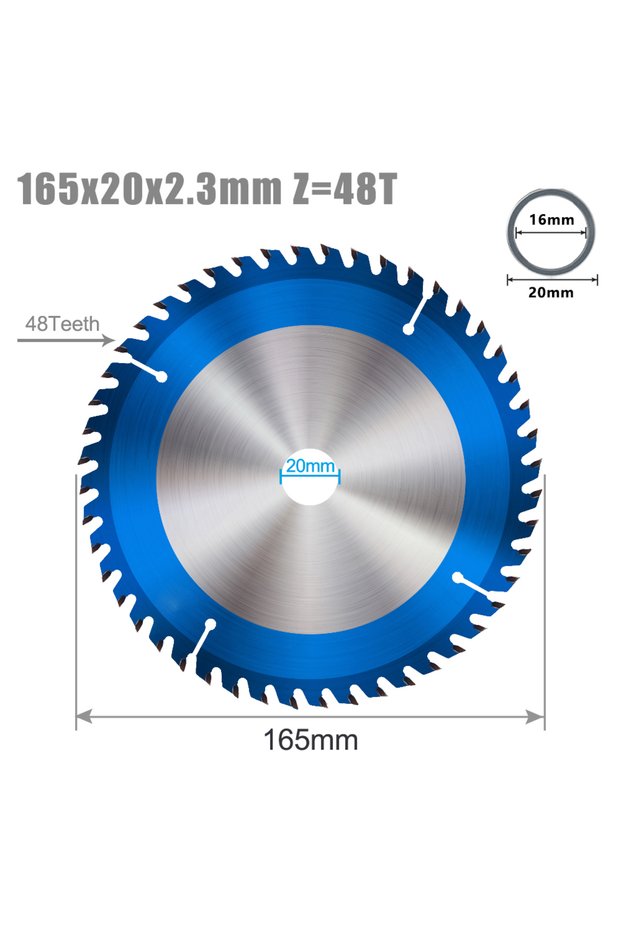 165x20x48T CMCP 165mm Circular Saw Blade TCT Carbide Saw Blade Wood Cutting Disc Nano Blue Coated Fo