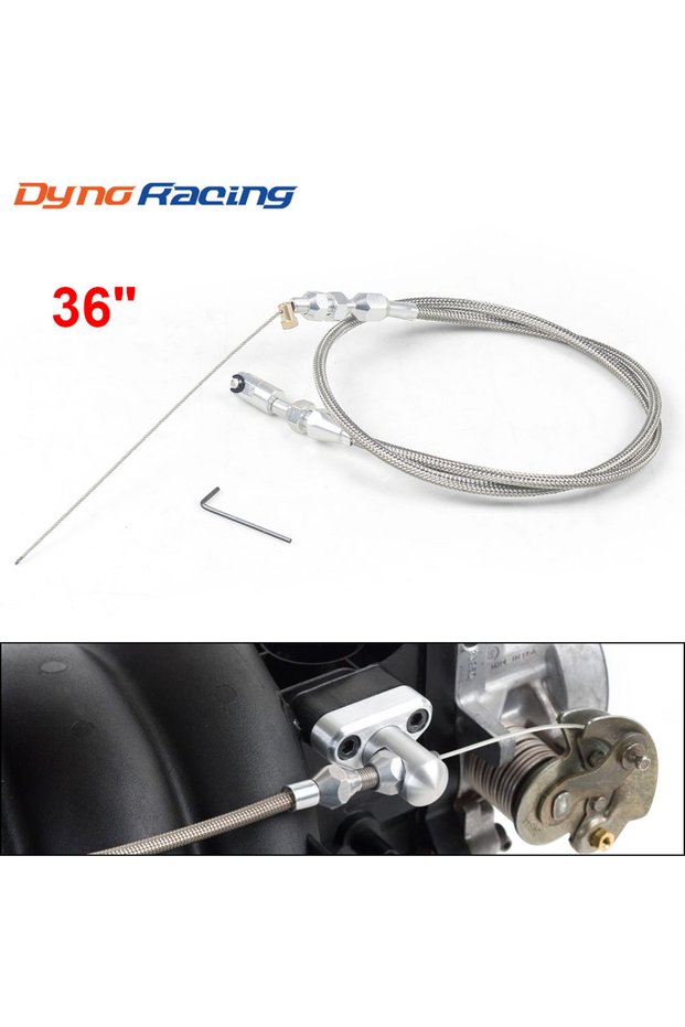 36" Throttle Gas Cable Kit Stainless Steel Braided For 97-07 Chevrolet/Chevy LS1 Engine 4.8L 5.3L 5.