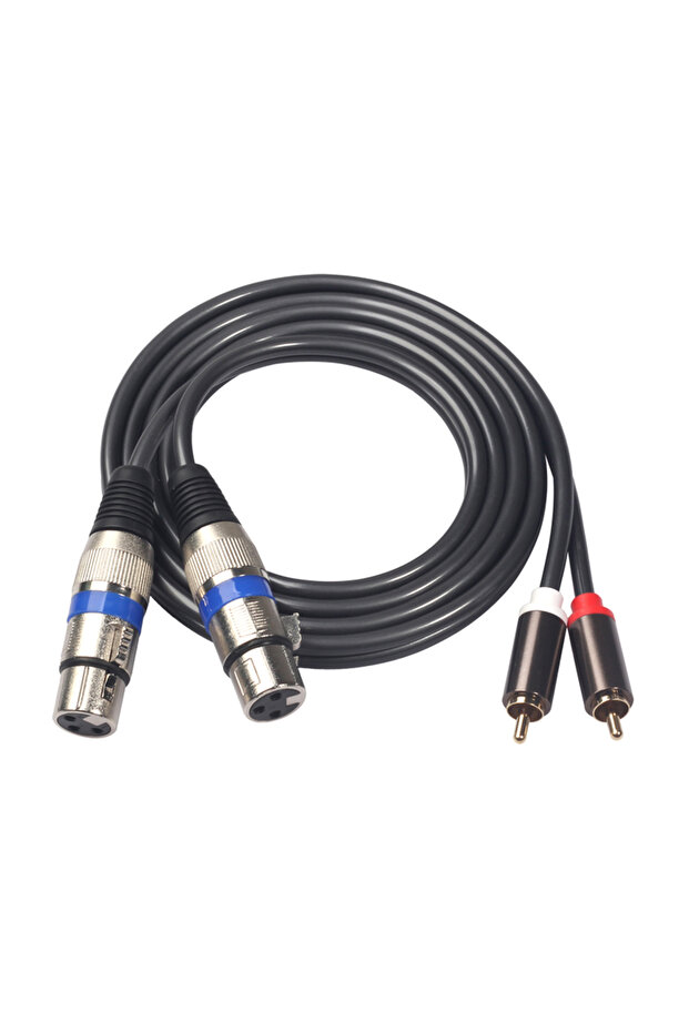 black Dual 3pin XLR Female to Dual RCA Male Audio Cable 1.5m 4.9ft Copper Signal Patch Cable for Mic
