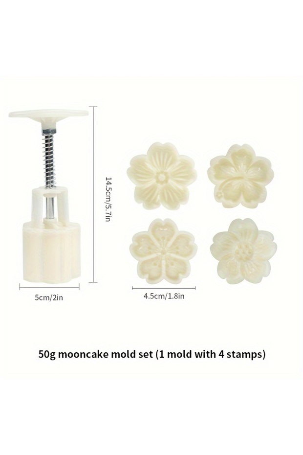 4Pcs Moon Cake Mold Mooncake Press Molds, Mid Autumn Festival Mooncake Mold Set 50g Flower Moon Cake