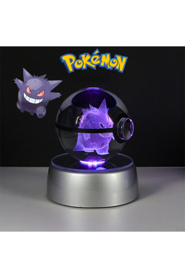 Gengar Pokemon 3D Crystal Ball Figure Toys Pokeball Mimikyu Bulbasaur Umbreon Pikachu Gengar Sprigat