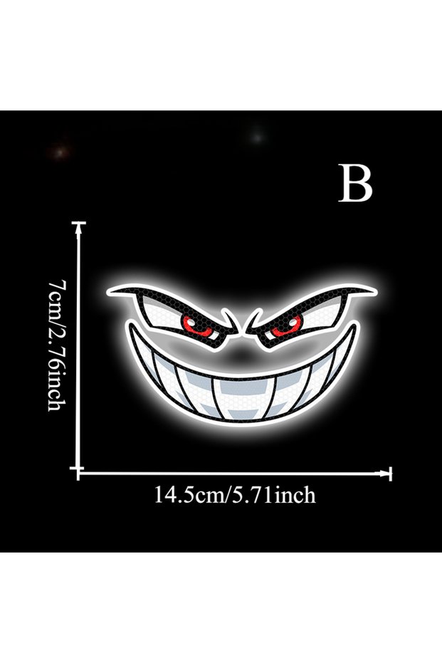 B Reflective Car Stickers, Night Light Warning, Devil Smiling Face, Eye Stickers, Halloween Cartoon