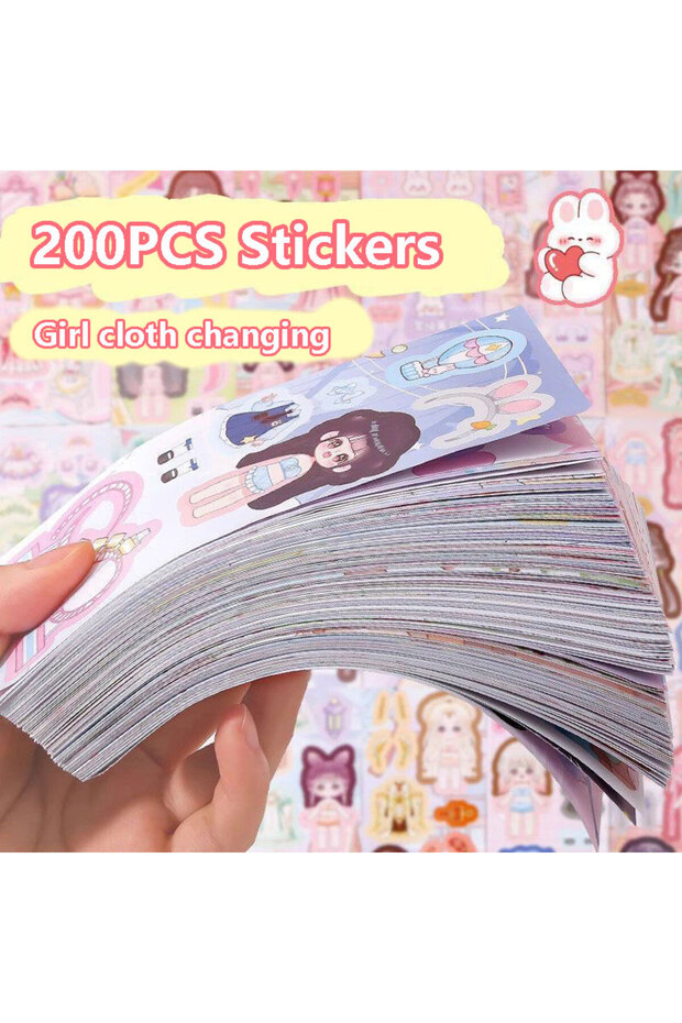 200 PCS Girl 100/200 PCS Cute Girl Stickers Kawaii Stationery Stickers For Women Studnets School DIY