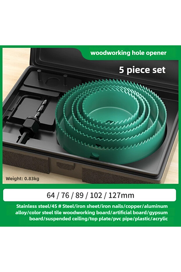 5pcs set BAOLIAN Hole Saw Set, Metal Core, 19-64/64-127/19-127mm Saw Cup Wood Crown, Drill Bit for W