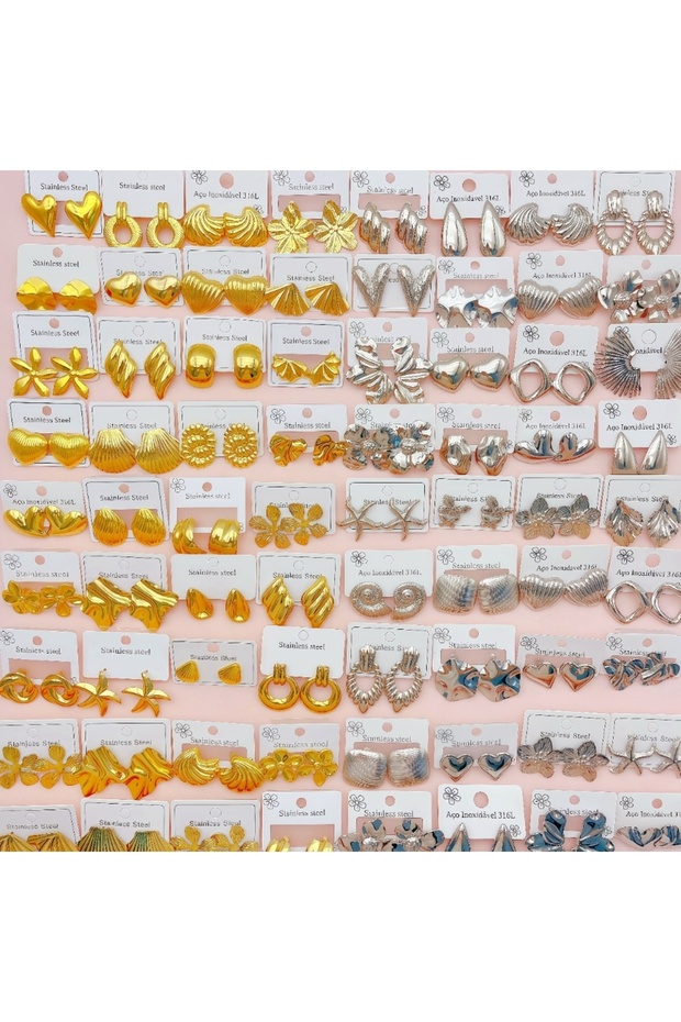 10Pairs Mix Color 5/8/10/20/30Pairs Fashion Stainless Steel Heart Flower Starfish Earrings For Women