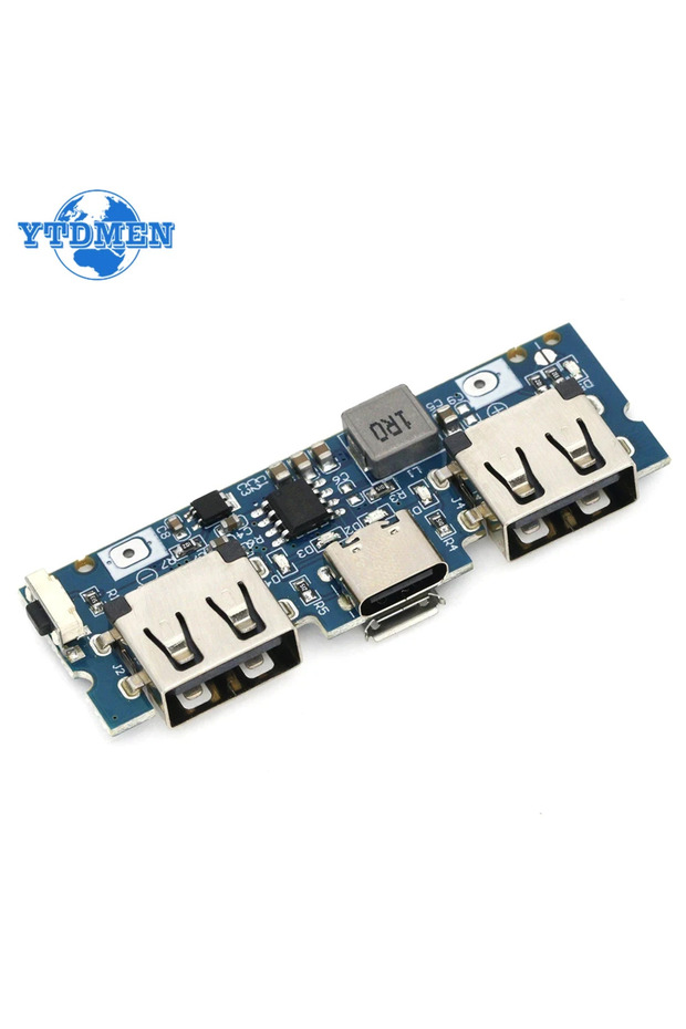YTDMEN 5V 2.4A Micro Type-C Lithium Battery Charger Board LED Dual USB 5V 2.4A Micro/Type-C USB Mobi