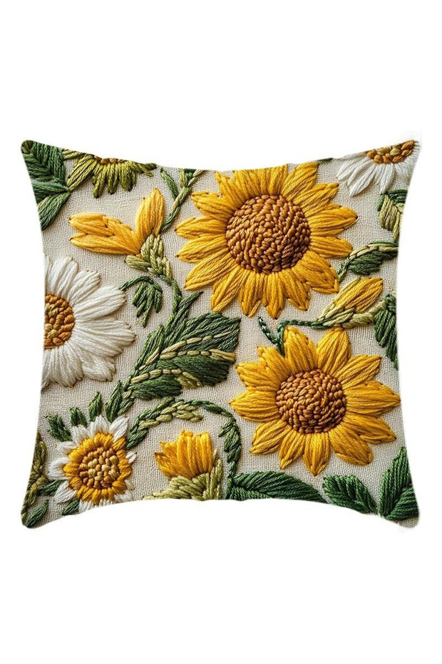 450mm*450mm C 1pcs 45cm 3D Sunflowers Cushion Pillow Cover Elegant Home Sofa Decoration Cushions Cov