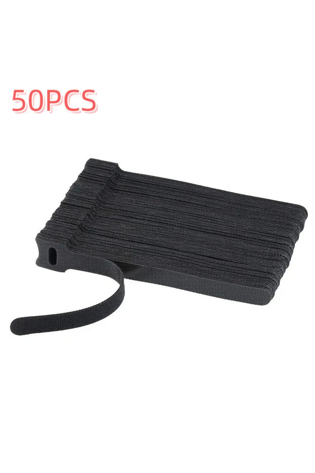 50PCS Black Cable Organizer Cable Management Cable Winder Tape Protector for Wire Ties Phone Accesso