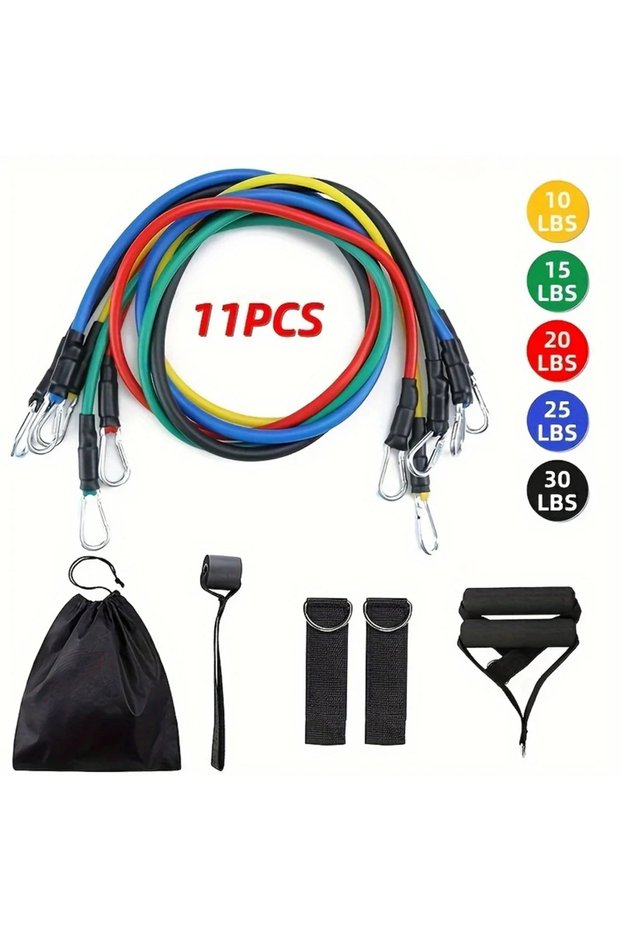 11 1 set 11pcs G1270A 11 Piece Set Of Muscle Training Straps, Multifunctional Fitness Tension Strap,