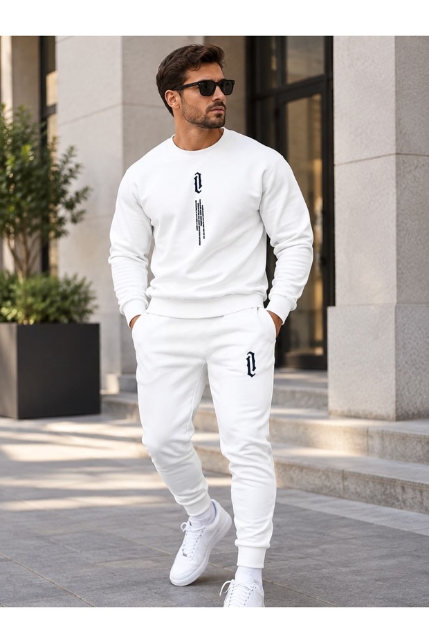 Men's Printed Crew Neck Bottom Top Set