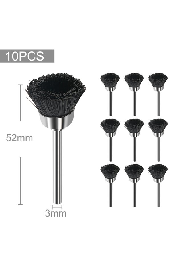10pcs CMCP 10Pcs Nylon Wire Wheel Brush Set 3mm Shank Polishing Wheels For Metal Polishing Rust Deru