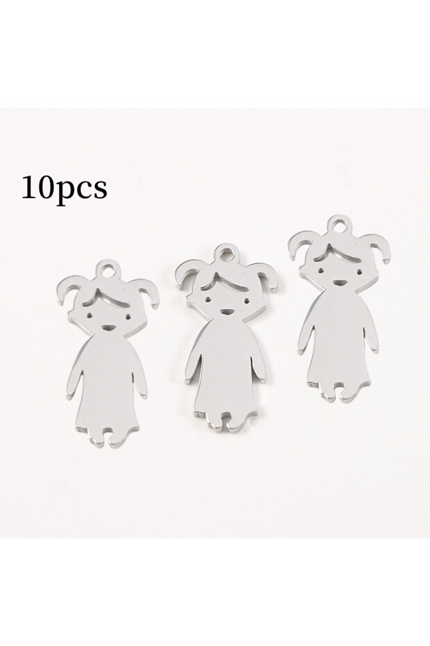Girl 10pcs/lot Stainless Steel Pendant Boy and Girl Pendant Love Mom Charms Family Accessories DIY J