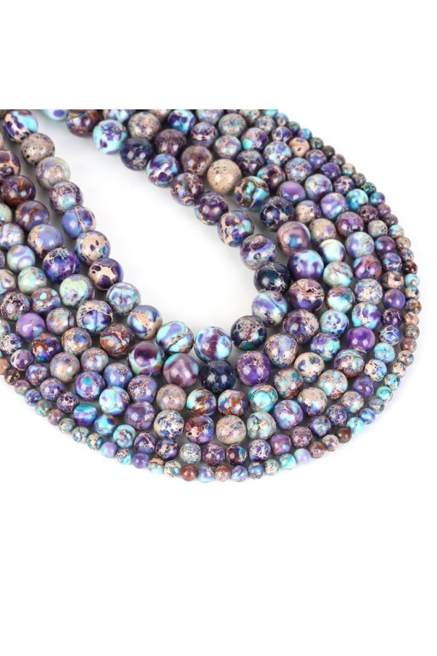 6mm Approx 59pcs Purple Blue 4mm-12mm Natural Purple Blue Sea Sediment Jasper Round Beads for Jewelr