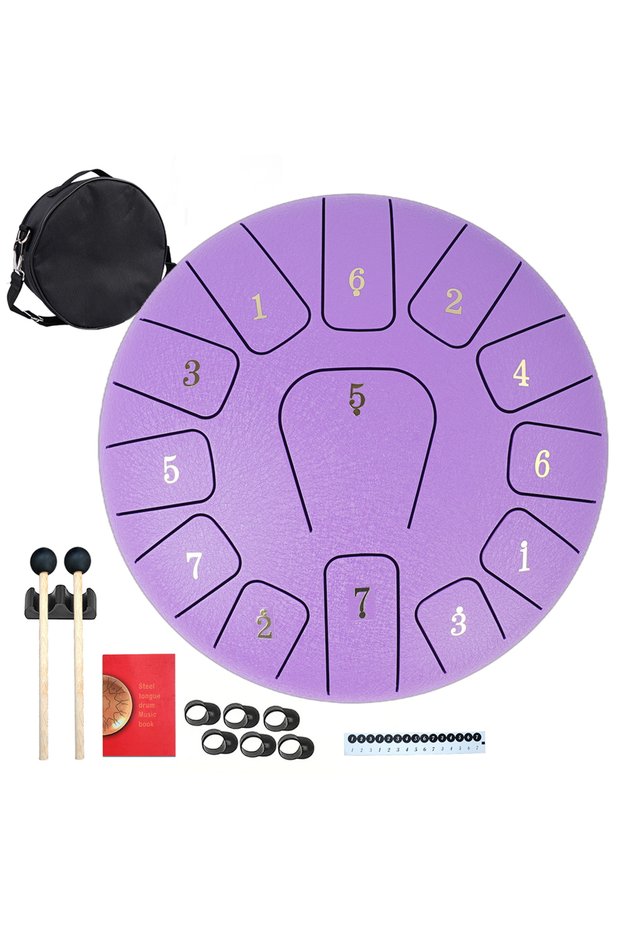 10 inch Purple Professional Steel Tongue Drum Music Kit for Adults & Kids10 inch Hand Percussion Ins