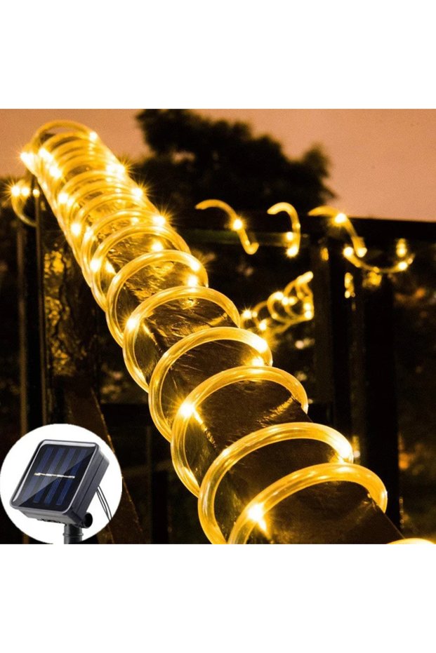 20M 200LEDs Warm Light Solar Outdoor Lights LED Festoon PVC Tube Rope String Light Summer Garden Fen