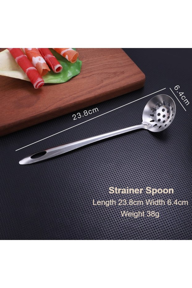 1Pcs Strainer Spoon Stainless Steel Soup Ladle Set - Extra Thick & Long Handle Large Serving Spoon f