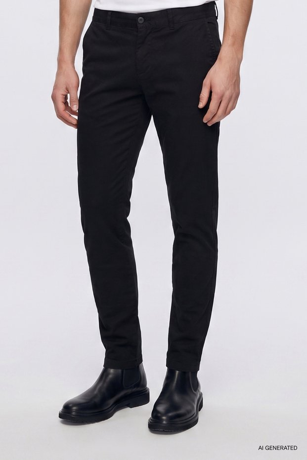 Slim Fit Black Dobby Chino Trousers