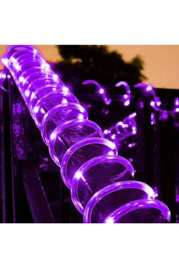 5M 50LEDs Purple Solar Outdoor Lights LED Festoon PVC Tube Rope String Light Summer Garden Fence Wed