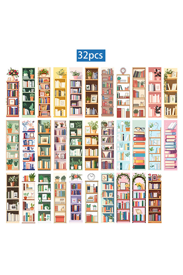 Mixed Color 32pcs, Cartoon Bookshelf Series Bookmarks for Teachers, Readers and Book Lovers, Bookmar
