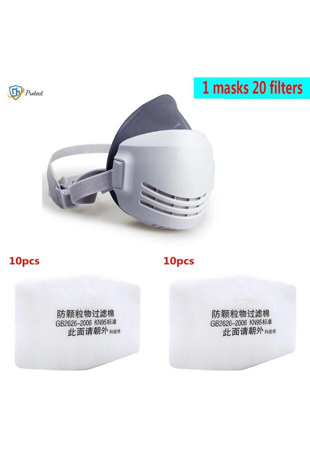 1 mask 20 filters 20pcs Filter Dust Mask Respirator Half Face Dust Mask Anti Industrial Building Dus