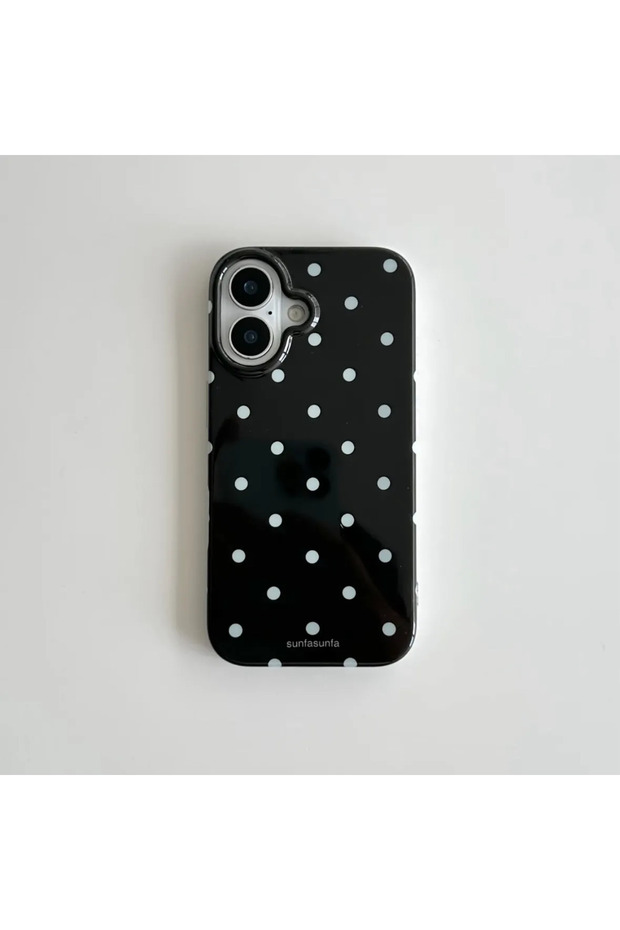 iPhone 14 only Case A Korean ins Minimalist Cartoon Black and White Polka Dots Cute Phone Case For i