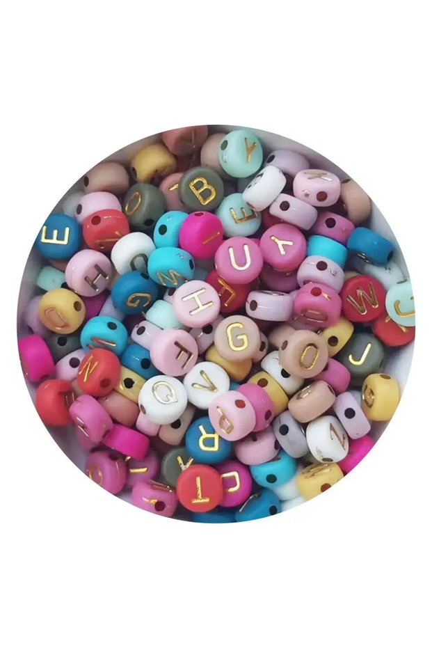 500PCS 4x7mm-Random Mixed 100-500pcs Acrylic Letter Beads Multicolor Round Loose Spacer Bead for Jew