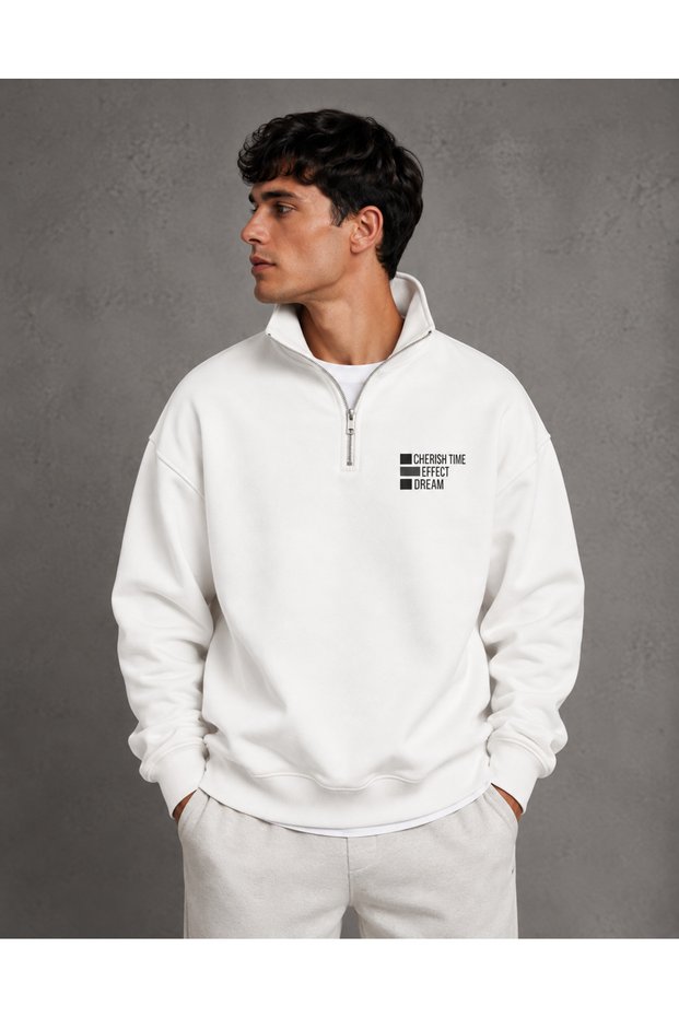 Dream Effect Printed Half-Zip High-Neck Sweatshirt