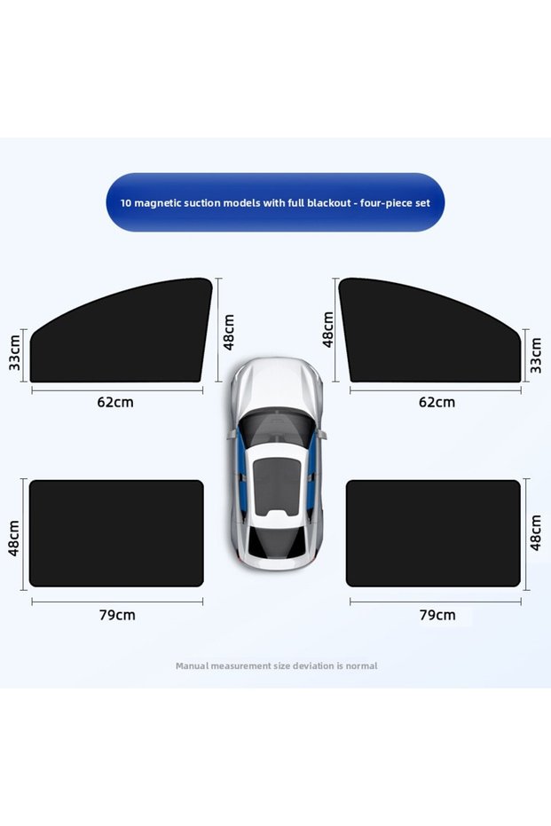 four-piece set Magnetic Car Sunshade - UV Protection & Heat Blocking, Double-Sided Auto Window Shade