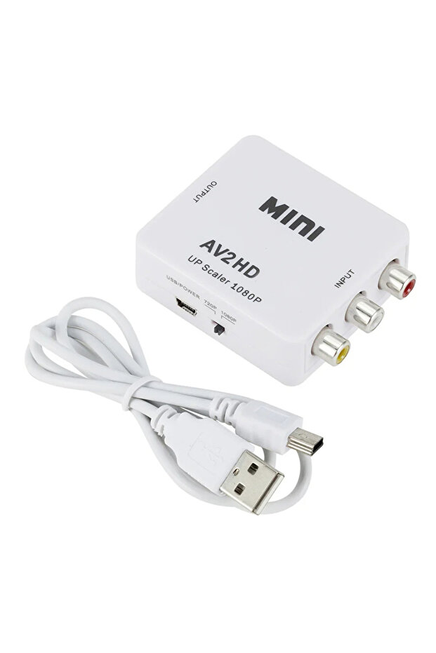 White AV to HDMI-compatible Converter HD 1080P RCA AV to HDMI-composite CVBS Video Audio Adapter fo