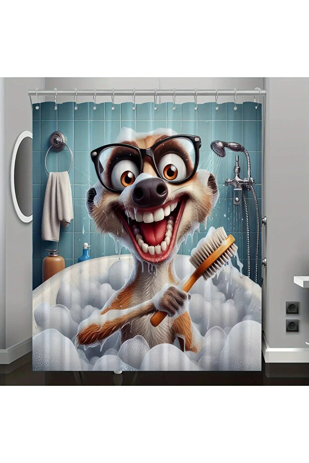 180x180cm Ferret A Cute Cartoon Ferret Bath Time Shower Curtain Bathroom Decor Curtain Polyester wit