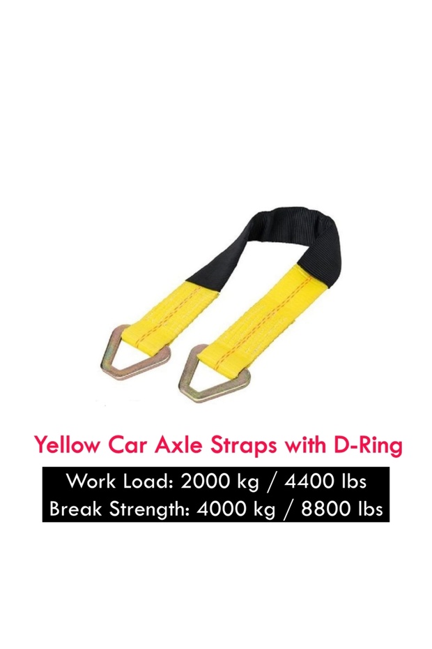 1 PC Yellow 2000 Kg Working Load Car Axle Straps with D-Ring and Protective Sleeve for Securing Car