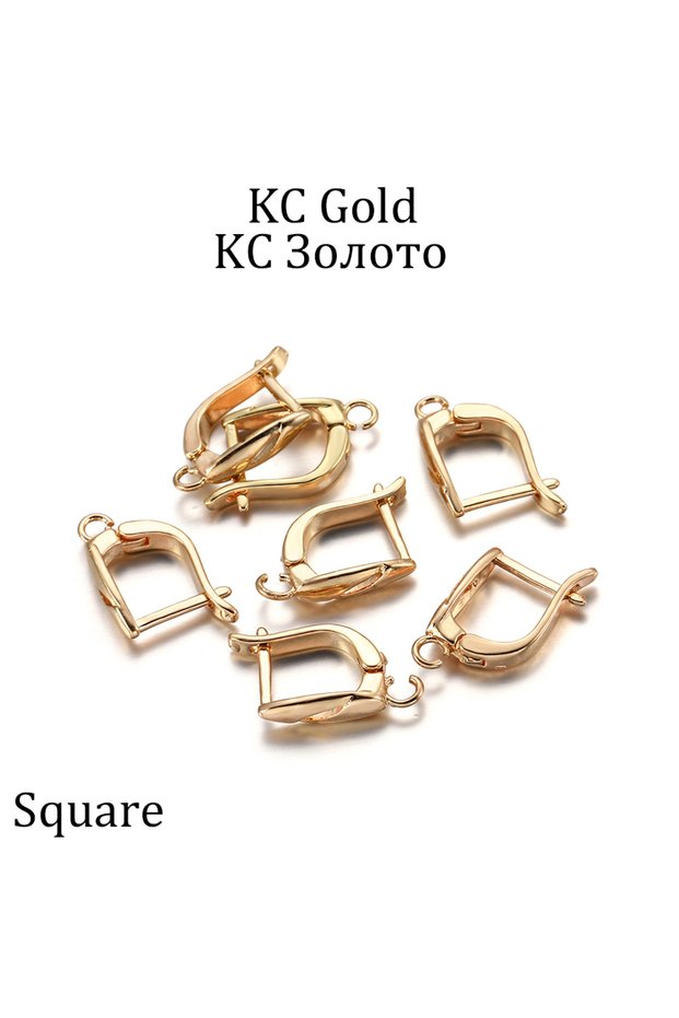 6Pcs Square-KC Gold 6-12Pcs/lot Bronze French Earring Hooks Lever Back Open Loop Setting For DIY Jew