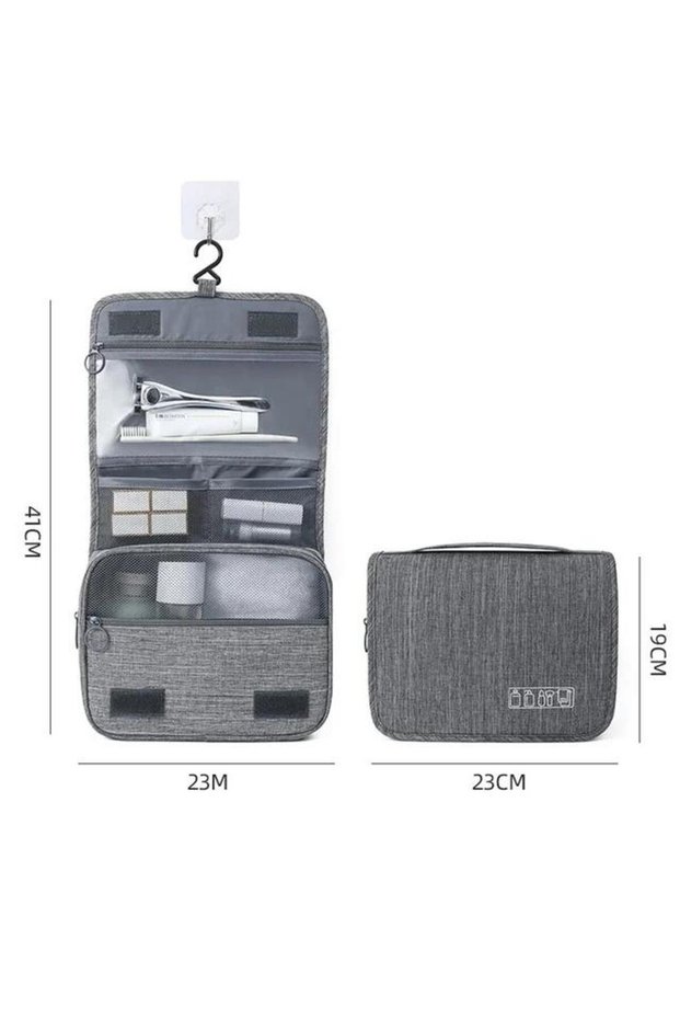 Grey Oxford Fabric Men Business Portable Storage Bag Toiletries Organizer Women Cosmetic Bag Waterpr