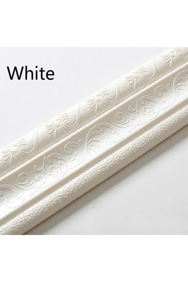 WHITE 3D Self-adhesive Thick Wall Sticker Waistline Background Wall Substrate Top Corner Line Waterp