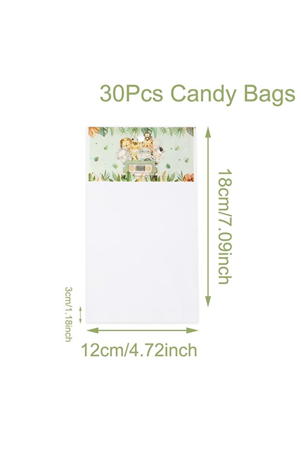 as shown 30pcs 30/50pcs Jungle Animal Plastic Self-Adhesive Gift Bags for 1st Birthday Party Decorat