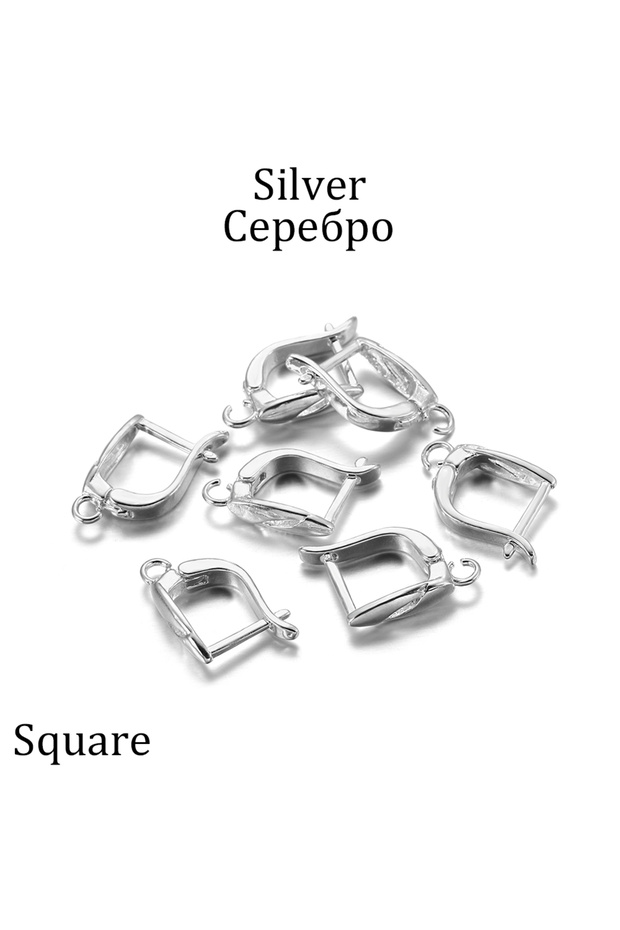 6Pcs Square-Silver 6-12Pcs/lot Bronze French Earring Hooks Lever Back Open Loop Setting For DIY Jewe