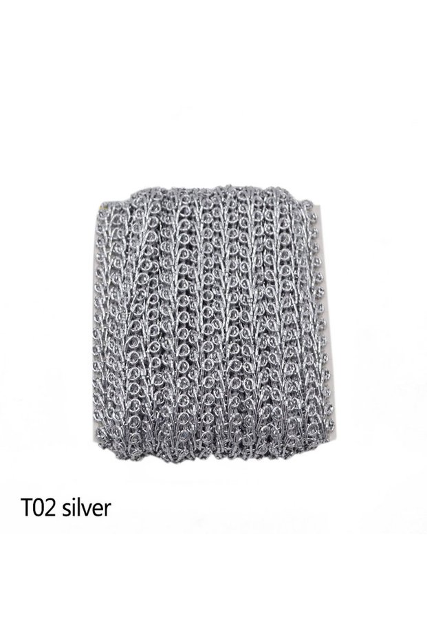 5m T02 5meters/lot Gold Silver Braided Lace Trim Fabric Sewing Lace Ribbon Curve Lace Apparel Garmen