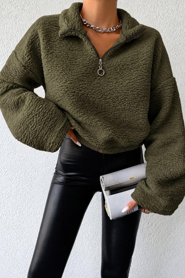 Women's Soft Textured Plush Fleece Sweatshirt