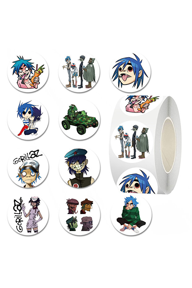 500pcs 500pcs/Roll Cartoon Game Gorillaz Band Sealing Stickers DIY PVC Laptop Decals Decoration Rewa