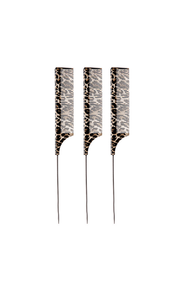3pcs 1/2/3/6PCS Leopard Tail Comb - Black Carbon Fiber Steel Pintail - Anti Static and Heat Resistan