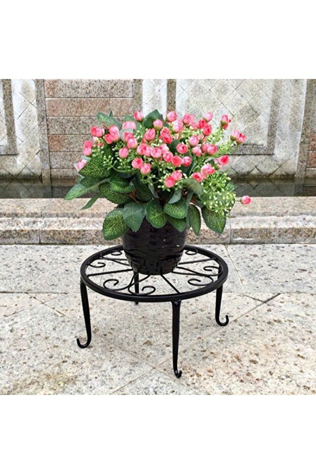 Black 2pcs Heavy Duty Metal Rustproof Iron Plant Stand - Perfect for Indoor/Outdoor Garden Planters