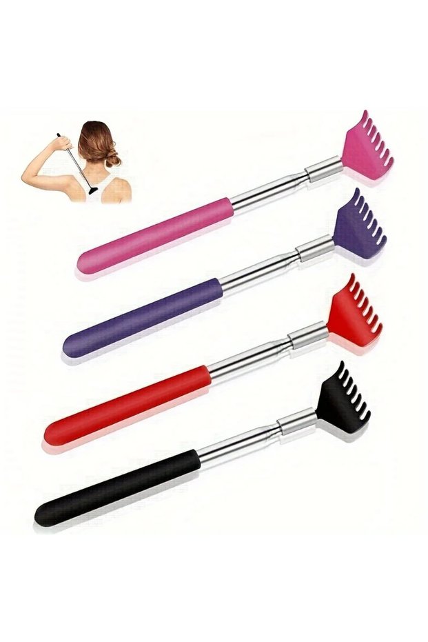 4pcs 4-Pack Retractable Metal Back Scratcher Instant Itch Relief Extendable & Portable Tele