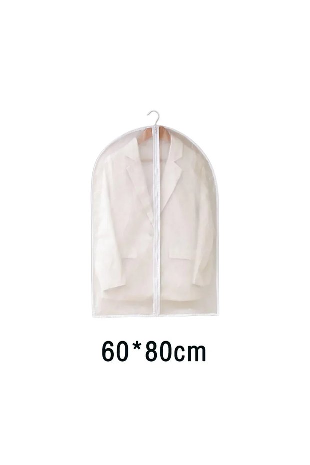 3pcs 60X80cm 3/5/10pcs Transparent Hanging Clothes Dust Cover Zippered Garment Bags Suit Coat Dress